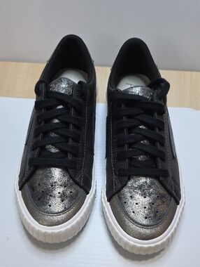 Blowfish Malibu Womens Black Metallic Silver Glitter White Shoes Size8 Excellent